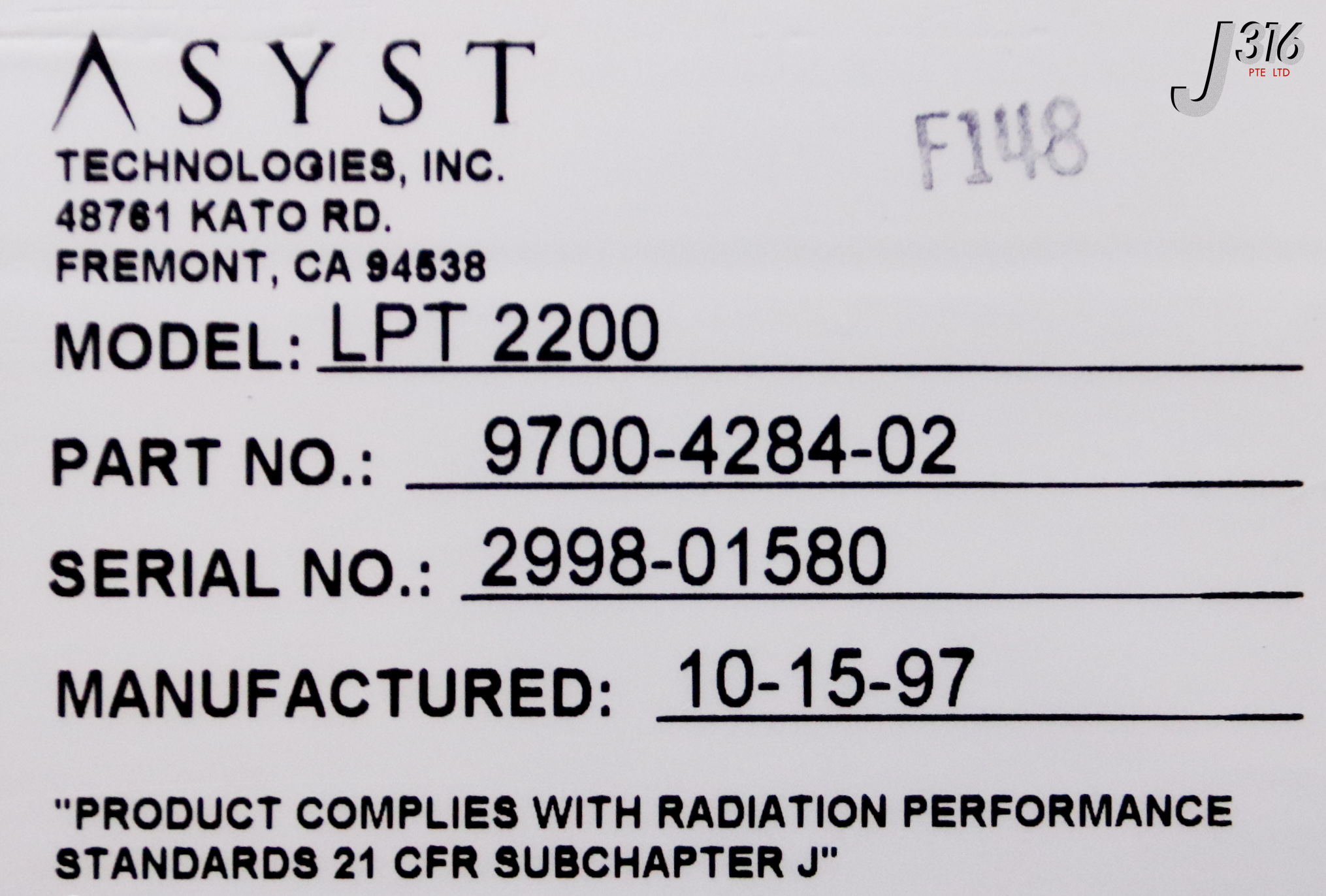 37807 ASYST SMIF LOAD PORT TRANSFER, P/N: 9700-4284-02 LPT 2200 | eBay